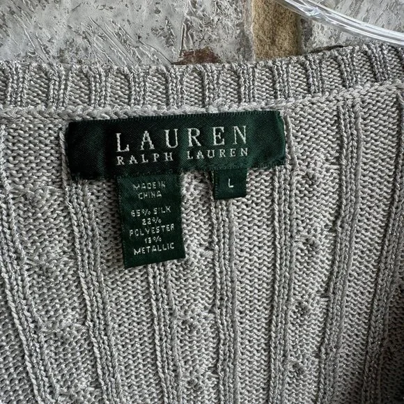 Ralph Lauren Gray V-Neck Sweater - Picture 3 of 6